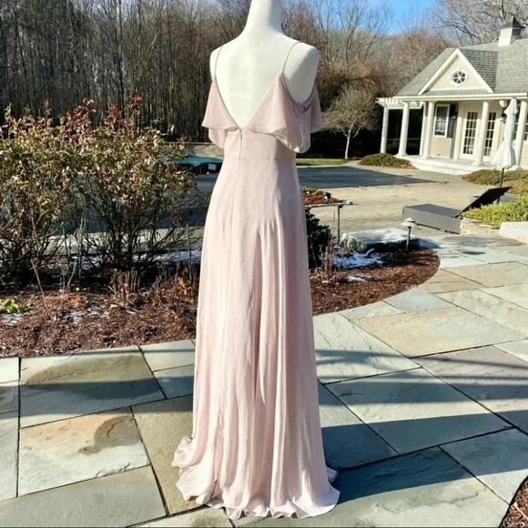 NWT BHLDN Jenny Yoo Mila Convertible Ruffle Maxi Dress in Woodrose - Picture 13 of 14